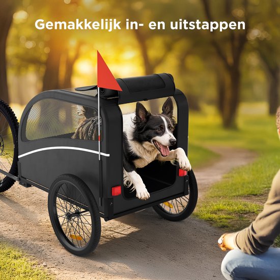 Trevopet® remorque vélo pour chien - remorque vélo pliable pour chien - remorque pour chien - convient aux vélos électriques - jusqu'à 40 kg - pour chiens de taille moyenne et grande - noir