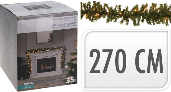 Guirlande - 35 LED - fonction minuterie - fonctionne sur piles - blanc chaud - 270 cm