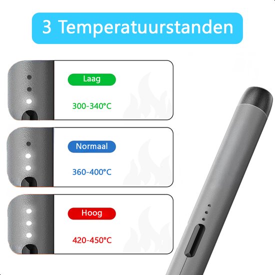 Tech Essentials Fer à souder sans fil - 8W - USB-C - avec étain - kit - soudure fine - stylo - batterie - set de soudure - gris
