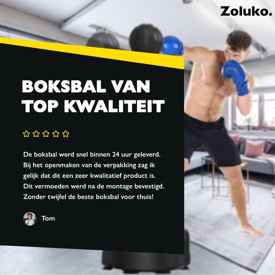 Zoluko Professional Boxing Ball on Foot - E-Book inclus - Hauteur réglable 120-160cm - Pour l'intérieur et l'extérieur - Entraînement de boxe - Ballon de boxe sur pied - Set de boxe - Ballon de boxe sur pied - Boxe - Sports d'intérieur - Perche de boxe -