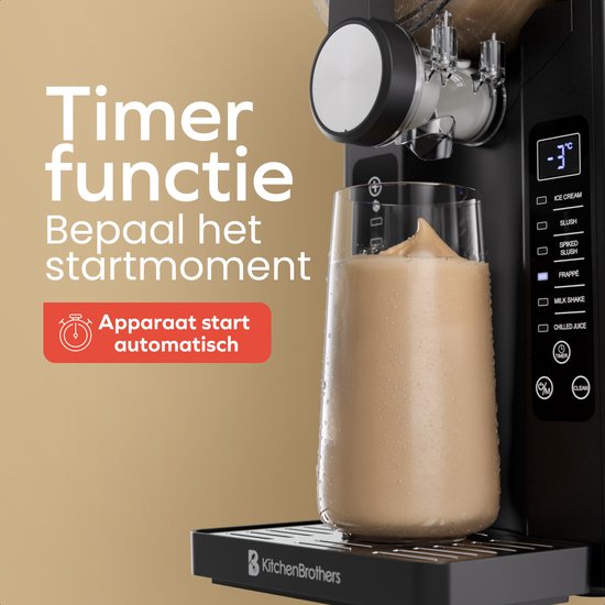 KitchenBrothers Slush Puppy Maker - 1.6L - 6 supports - sans BPA - Slushi Machine - Ice Cream Maker - Noir