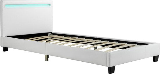 Lit rembourré Verona - 90 x 200 cm - blanc - éclairage LED