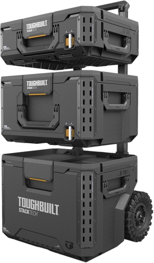 Toughbuilt StackTech Set Tool Box Storage with Wheels 3 pcs ( TB-B1S3-B70R ) IP65 + 2x StackTech Tool Box Black
