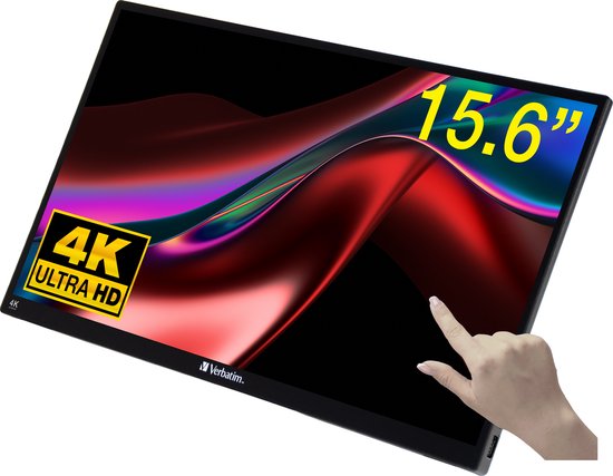 Verbatim Écran tactile portable Ultra HD 4K - 15,6" Noir