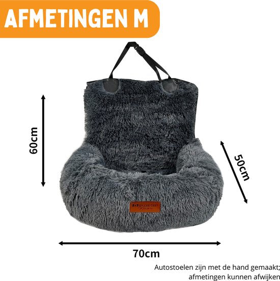 By Cee Cee Car Seat Dog Deluxe Back Seat - Dog Basket Car With Safety Strap - Car Basket Dog - Dog Seat - Large Dog - Dark Grey - Size M