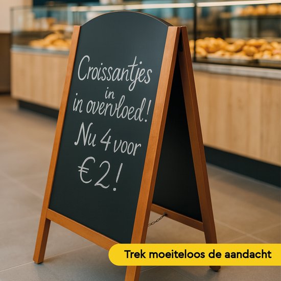 BRASQ Chalkboard Elegance Mahogany - 70x130 CM - Tableau noir - Enseigne publicitaire - Enseigne de trottoir - Double face - pour l'intérieur et l'extérieur - Hospitality