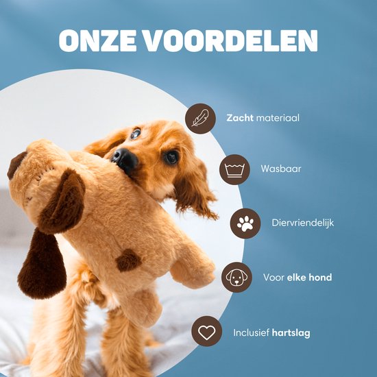 Vulpes Goods® Pets - Câlin de chien avec battements de cœur - Câlin de chiot - avec coussin chauffant