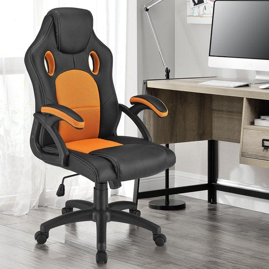 Chaise de bureau / chaise de jeu Racing Montréal - Orange - Dossier réglable