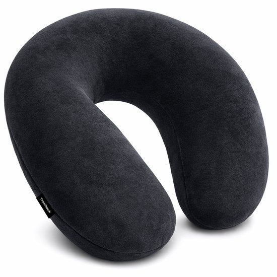 Oreiller de cou Travelhawk - Oreiller de voyage de luxe - mousse à mémoire de forme - Oreiller de cou Avion, Voiture, Bus, Train et Camping - Oreiller de cou - Noir