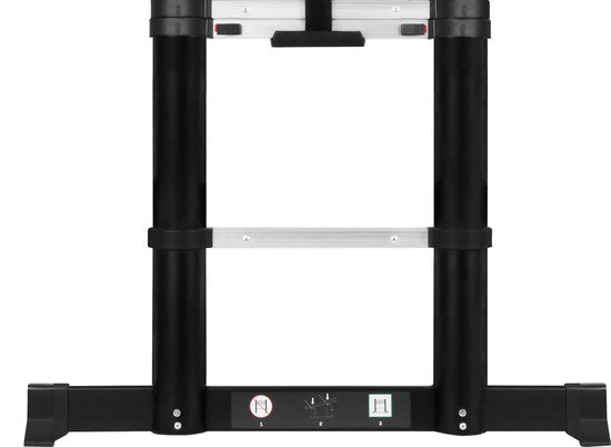Échelle télescopique VONROC PRO - 3,20 mètres - homologuée selon les normes de sécurité de l'UE et des Pays-Bas - fermeture en douceur - supports muraux et barre transversale intégrés pour une meilleure prise en main et une plus grande sécurité