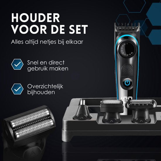 Tondeuse à barbe 5 en 1 pour hommes - 5 accessoires interchangeables - Tondeuse pour le corps et la barbe - Tondeuse pour le corps - Tondeuse pour le nez et les oreilles