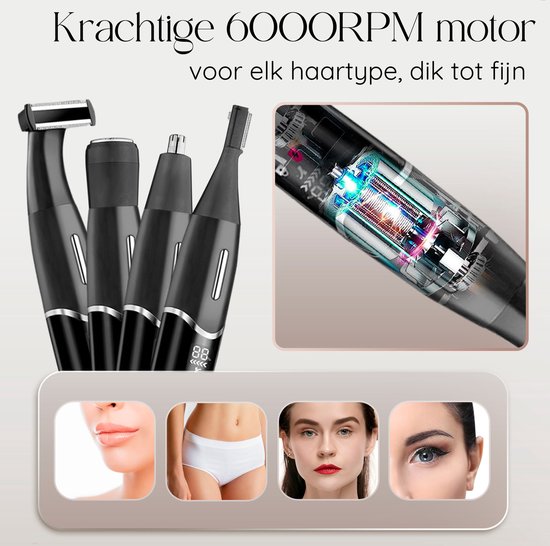 Tondeuse bikini 4 en 1 - Sansbeauté® - Visage - Aisselles - Jambes - Maillot - Tondeuse à sourcils - Epilation visage femmes - Zone intime - Ladyshaves Bikini - Epilateur électrique