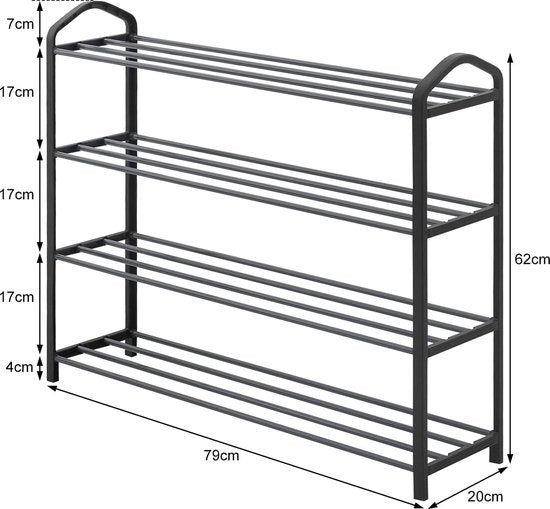 Rangement pour chaussures - Rangement pour chaussures - Support pour chaussures - Etagère pour chaussures - Rangement pour chaussures - Présentoir pour chaussures - Gris - 79x19.5x62cm