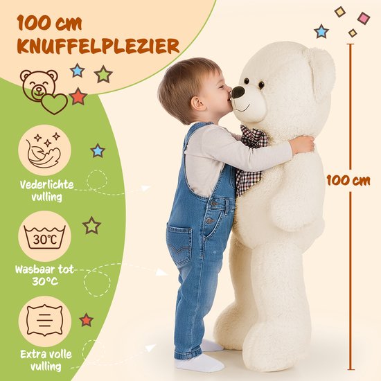 Monzana Teddy Bear XL - Peluche sur pied 100cm - Crème