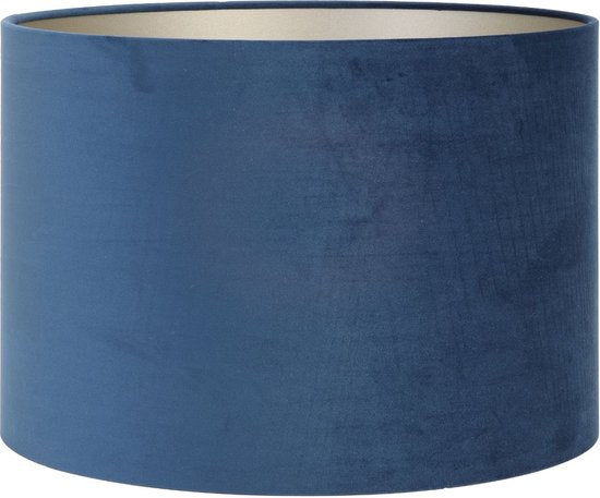 Light & Living Abat-jour cylindrique Velours - Bleu pétrole - Ø50x38cm - pour lampes à poser, lampadaires, suspensions