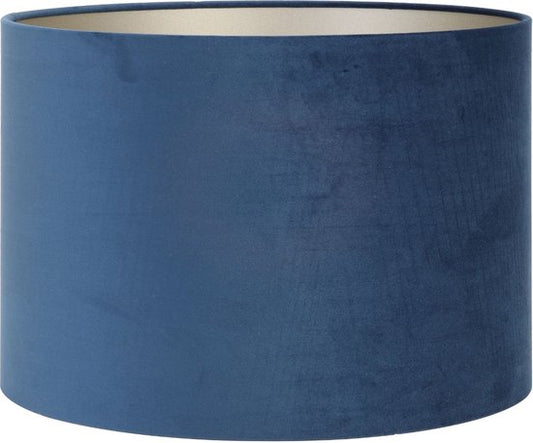 Light & Living Abat-jour cylindrique Velours - Bleu pétrole - Ø50x38cm - pour lampes à poser, lampadaires, suspensions