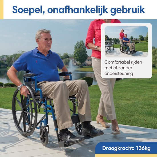 Fauteuil roulant Safelife - léger et pliable avec repose-pieds amovibles - accoudoirs pliables