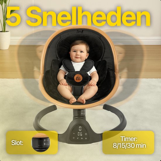 MATTI® - Berceuse électrique - Balançoire pour bébé - Balançoire - Babyswing - Bluetooth et télécommande inclus