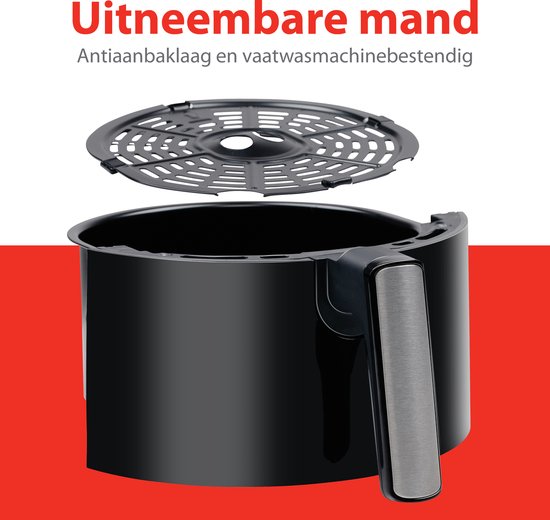 alpina Airfryer 3.5L - Friteuse à air chaud 2 à 3 personnes - Friteuse à air avec température réglable de 80 à 200°C - Four à air chaud Minuteur jusqu'à 60 minutes - 1400W - Noir