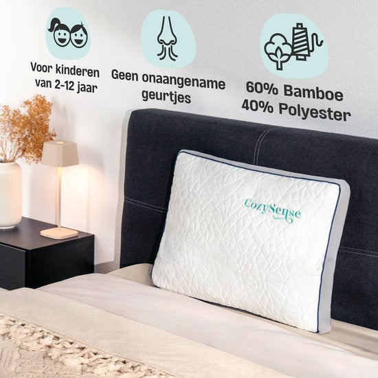 CozySense® Oreiller d'enfant - Oreiller d'enfant - Oreiller pour tout-petits - Mousse à mémoire de forme déchiquetée + microfibres - Technologie de refroidissement - Rembourrage - 100g de mousse supplémentaire inclus - 40x55 cm - Enfants de 2 à 12 ans