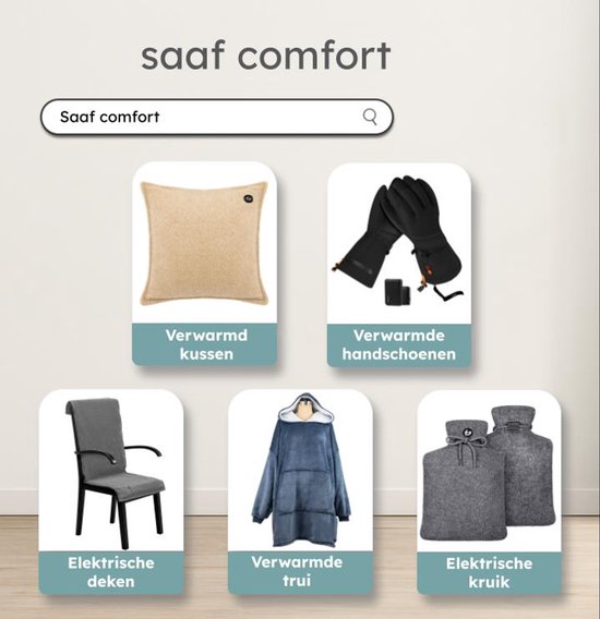 Couverture chauffante - Infrarouge - Sans fil - Chauffe-chaise - Couverture chauffante Chaise - Couverture chauffante - 3 réglages - 40x110 cm - Original Grey - Saaf Comfort