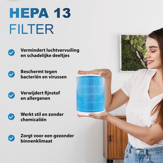 Purificateur d'air Aironex avec filtre HEPA - 40 m2 - Convient au salon, à la chambre à coucher, au bureau, à la chambre de bébé - Indicateur de la qualité de l'air - Fonctionne contre les acariens, le rhume des foins, les allergies, la poussière - Élimin