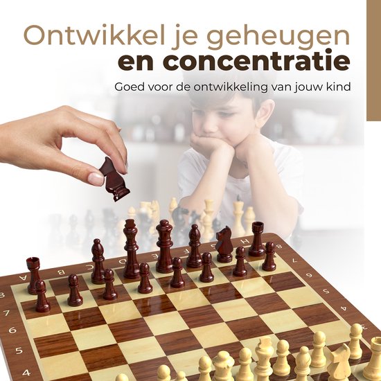 Échiquier Windsor avec pièces - Dames - 40 cm - Annotations - Jeu d'échecs - Jeu d'échecs magnétique - Bois