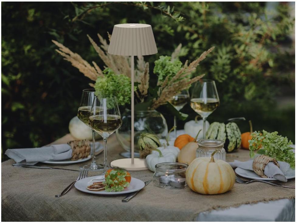 Mmoods Lampe de table LED sans fil - Beige - Rechargeable avec USB-C - Contrôle tactile - Lumière blanche chaude - Convient pour l'intérieur et l'extérieur - IP44 Waterproof