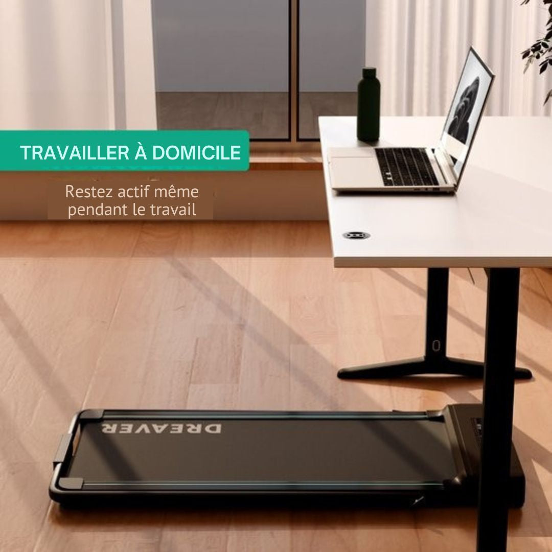 2-en-1 Tapis de course pliable Dreaver - 1-10km/h - Comprend un tapis de protection et un livre électronique - Tapis de marche - Pour la maison - Électrique - Pliable - noir