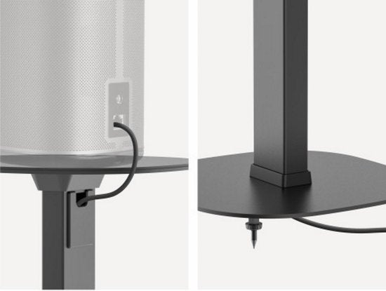 Support pour haut-parleur - VDD Gaming - Support universel au sol - Réglable en hauteur jusqu'à 117 cm avec gestion des câbles - Noir