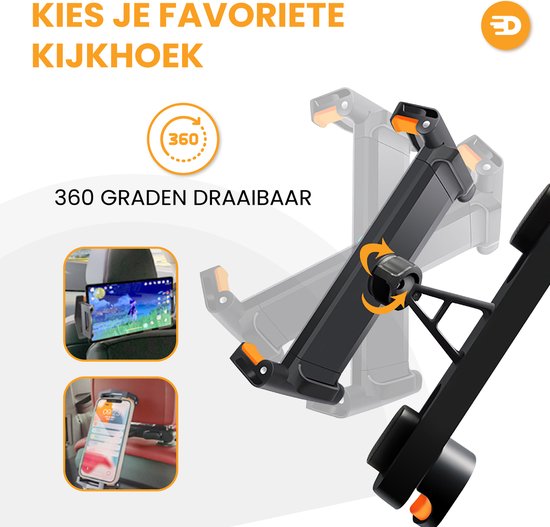 Porte-tablette de luxe pour voiture - Appui-tête - Rotation à 360 degrés - Convient pour tablette, téléphone et autres