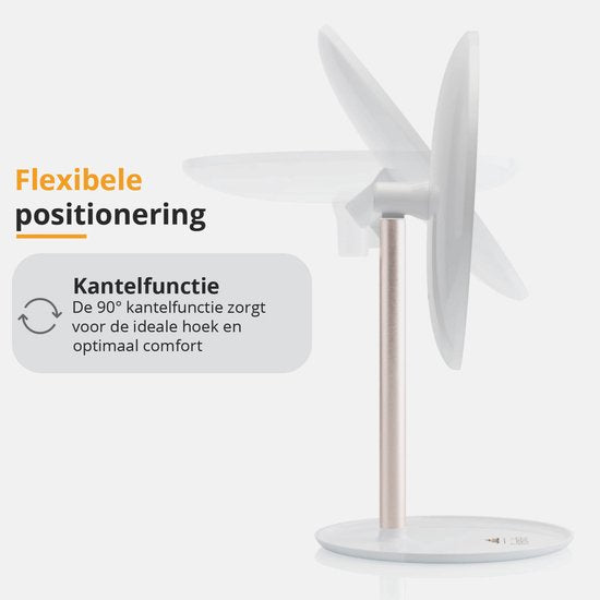 ETA Fenité Miroir de maquillage avec éclairage - Inclinable à 90° et rechargeable via USB-C - Couleur de la lumière réglable - Ø 17,8 cm - Blanc