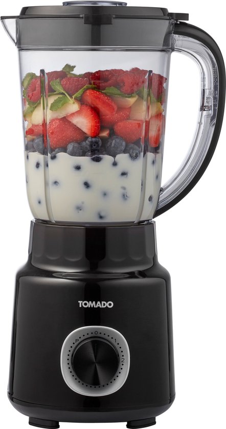 Tomado TTB1501B - Blender - 1.5 litres - 2 vitesses - 500W - Mode Pulse - Protection du couvercle - Noir