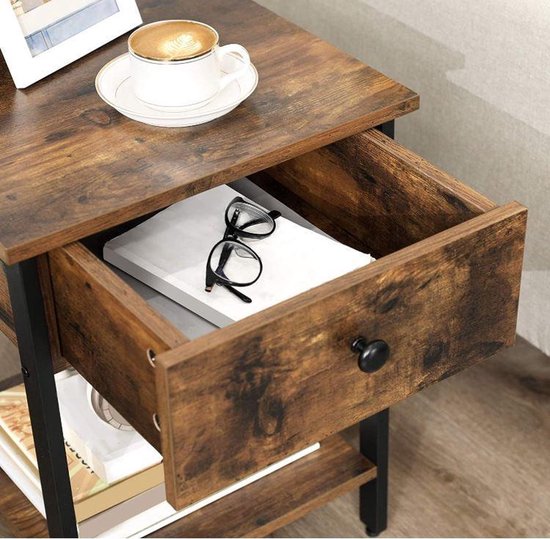 MIRA Home - Table d'appoint - Table de chevet - Brun - Bois - 40 x 55 x 40 cm