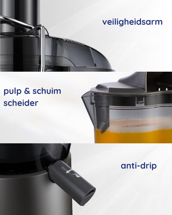 Safecourt Kitchen Juice Extractor - Extracteur de jus pour fruits et légumes - Grande ouverture de remplissage - 3 vitesses - 1200 watts