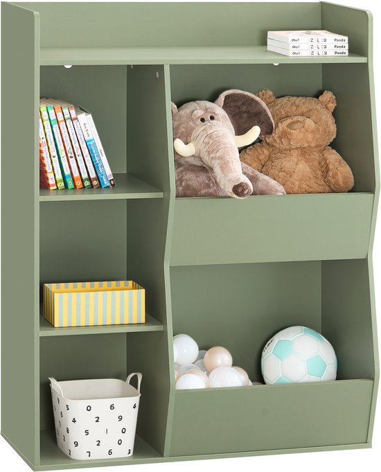 Sobuy Bibliothèque de rangement pour enfants avec 5 compartiments Meuble de rangement étagère pour jouets Bibliothèque porte-revues Vert 80x34x104cm KMB55-K-GR