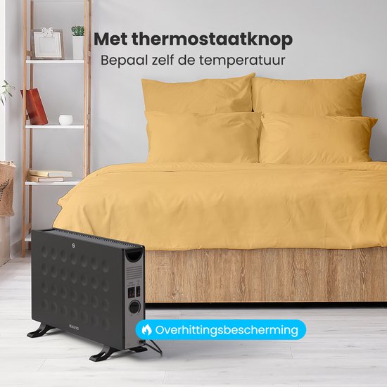 Auronic Convecteur - 2000W - Ventilateur intégré - Chauffage électrique - Avec thermostat - Chauffage - Noir