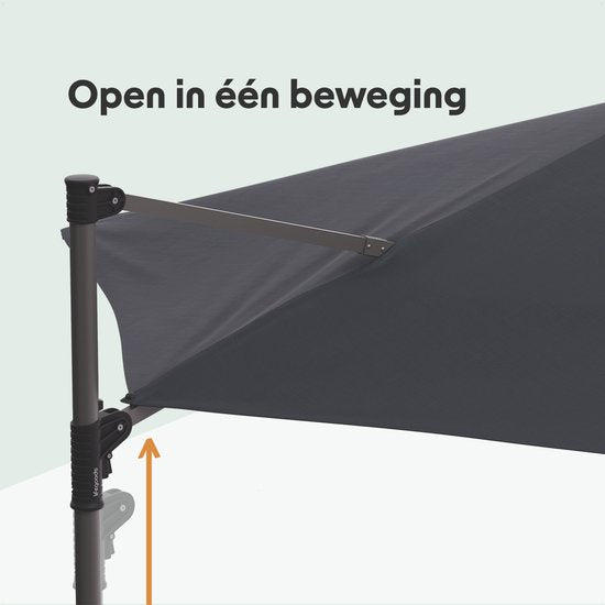 LifeGoods Parasol - Ø300 cm - 30° inclinable - Système One-push - Imperméable - avec housse - Anthracite