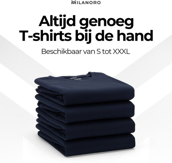Milanoro - Lot de 4 T-shirts extra longs en coton - Marine - Col rond - S