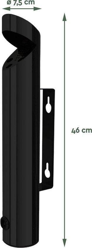 BRASQ Cendrier mural noir - Capacité de 1,7 litre - Cendrier d'extérieur