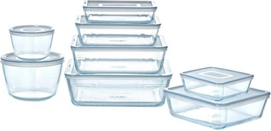 Plat à four Cook & Freeze avec couvercle - Lot de 8 pièces - Verre - Pyrex