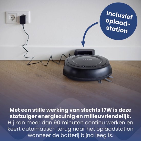 Aspirateur Robot 3 en 1 - Nexxt - incl. Station de recharge - Adaptateur et brosse inclus - 17W