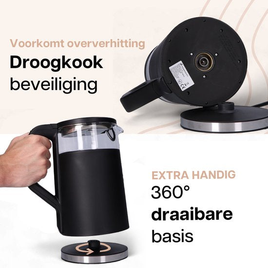 Bouilloire HomeShift® avec contrôle de la température - Fonction maintien au chaud - Double paroi - Électrique - 1,7 litre - 2200W - Noir