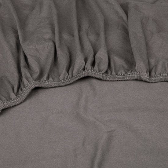 Kayori Shizu Splittopper Drap-housse Jersey - 180x200-220cm - Epaisseur du matelas 12 cm - Coton biologique - Anthracite