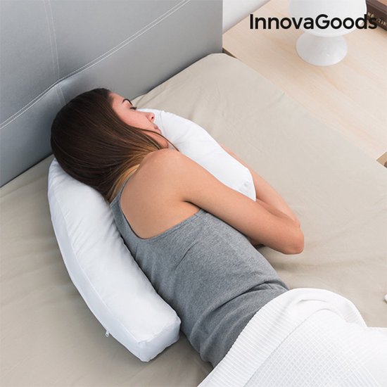 InnovaGoods Oreiller Relax Sleep - Oreiller ergonomique pour le corps - Oreiller en forme de U pour le sommeil latéral - 60% Polyester - Blanc