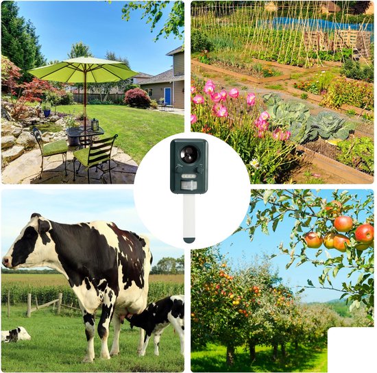 Perel Répulsif ultrasonique à énergie solaire, extérieur, répulsif contre les souris, les rats, les insectes, les chats, les martres, les oiseaux, les renards, effraie les chats, répulsif contre les martres, rechargeable par usb, jusqu'à 65m².