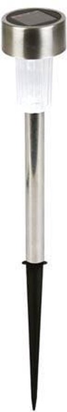 Perel Lampe de jardin solaire 37 X 5.5 Cm Acier inoxydable Argent/blanc