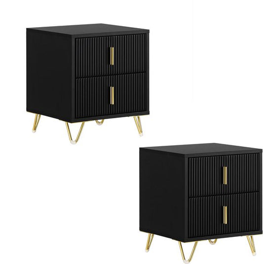 SoBuy Table de nuit 2 pièces avec 2 tiroirs - Table d'appoint - Table d'appoint pour canapé - Table basse - Table de chambre - Table de lit avec 2 tiroirs pour le salon, la chambre, le bureau, Noir, 40x40x47cm, FBT115-SCHx2