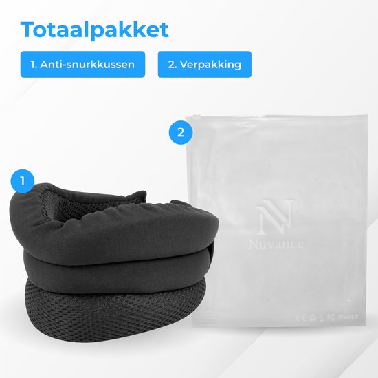 Nuvance - Collier anti-ronflement - Collier anti-ronflement - Oreiller anti-ronflement - Livret inclus - Collier anti-ronflement - Réduit le ronflement - Collier anti-ronflement - Produits anti-ronflement - Meilleur sommeil