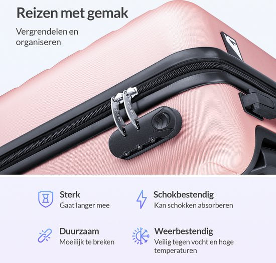 Nohrd Hand Luggage Suitcase - Rose Gold - Travel Suitcase with Wheels - 55x35x20 cm - Hand Luggage Trolley Lightweight - Travel Suitcases - Trolley on Wheels - Suitcases